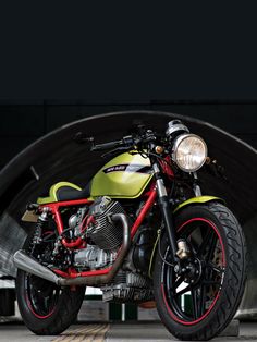 Moto Guzzi's iconic red and lime-green paint combination looks stunning on this V65-based cafe racer from Poland. It's no trailer queen, either—owner Radek Polak is a regular visitor to the racetrack! Read more about the build at