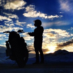 Motorcycle adventure, sunset