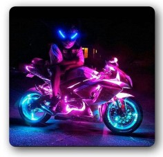 Motorcycle, sportbike, sport bike, light kit, pink, bike, art