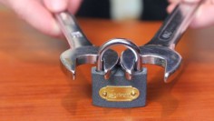 Mr. Gear demonstrates how to quickly force open a padlock using a pair of nut wrenches, which could be useful in situations where you lost the key. via reddit