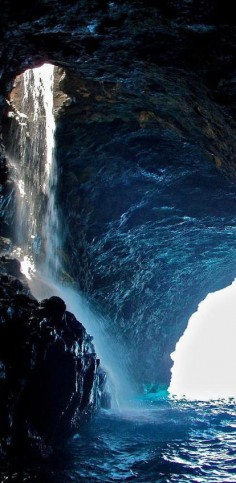 Na Pali Coast Waterfall Cave ~ Kauai, Hawaii