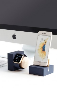 Native Union | iPhone Charging DOCK Collection in Midnight Blue and Gold