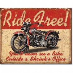 Retro Motorcycle Tin Metal Sign : Ride Free by Victory Vintage Signs,