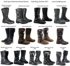 Review of dual-sport adventure motorcycle boots SIDI Alpinestars TCX Forma Gaerne Dainese, whew!