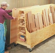 Rolling lumber storage. Maybe just add wheels to a folding ladder?
