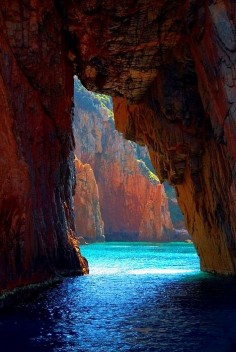 Sea Cave, Corsica island, France.