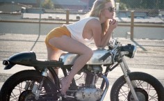 Simple motorcycle. Simple outfit. Beautiful girl. All wonderful.