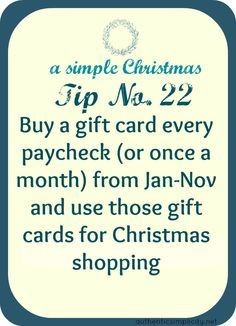 smart idea for saving money on christmas gifts, and not having to spend all your money in one month.(hmmm…this is a pretty good idea!)
