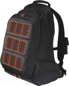 Solar charging backpack that can charge your laptop. From Voltaic. This can be your bug out bag. Charge your phone and flashlights and laptop.   Just fill it up with supplies. Grab and run in any emergency.