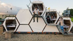 Stackable cells. Love the concept. Allows for a certain amount of privacy without being too far from family or friends