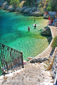 Steps to the Sea in Ithaca, Greece