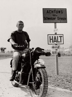 Steve McQueen on a Triumph made to look like a German bike in ''The Great Escape''