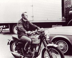 Steve McQueen on Triumph Motorcycle