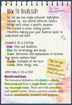 studyblrbunny:  Here’s a guide to how I have highlighted my notes and textbooks for the past couple of years. I really hope you find it useful! ♥