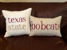 TEXAS STATE University Stenciled Pillow by BurlapPillowsEtc