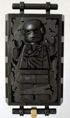 That’s right, Lego Han Solo frozen in carbonite. So much better than that stick on a grey Lego shit.