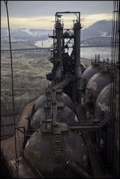 The Carrie Furnaces in Rankin, Pittsburgh, PA. were built in 1881 as part of  Steel's Homestead Works, a sprawling 400-acre complex that spanned both sides of the Monogahela river. They produced up to 1,250 tons of steel a day until 1978 when they were closed.