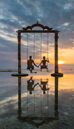 The Datu swing on Gili Trawangan, Indonesia. Beautiful place to watch the sunset.