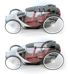 The Fayton, inspired by the natural (horse) and human (carriage) components of the phaeton horse-drawn buggy of the 19th century, is a project aimed at providing comfortable transportation with a minimal carbon footprint. The EV’s most noticeable features are its transparent body and large glass canopy that provides a 360 degree view outside. The sunroof is made of four glass pieces that, when open, fold back and resemble a horses mane.