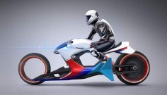 The futuristic BMW i Motorrad Beta|R concept motorbike, inspired by Sci-Fi films Tron, Oblivion  BMW i Motorrad Beta|R created by Sebastian Martinez, features a hollow chassis design, a hubless wheel on the front, a magnetic