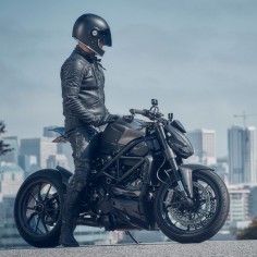 The Hammerbeast Ducati Streetfighter—star of our latest gear round-up, featuring new motorcycle jackets. The rider is wearing the eagerly-anticipated new release from Pagnol, the M2.