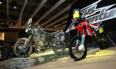 The latest CRF450 Rally stood next to the True Adventure prototype at EICMA