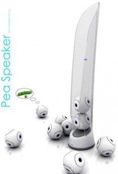 The Pea Speaker system - each pod holds Bluetooth speakers that can be placed anywhere you like. Brilliant.