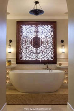 This DIY bathroom remodeler went all in on the window covering and the solo bathtub. See some quick tips for remodeling your next bathroom by clicking on the Pin.