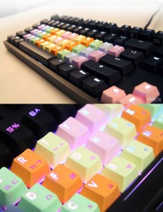 Translucent Pastel Rainbow PBT Keycaps for Cherry MX Mechanical Gaming Keyboards
