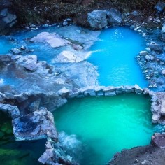 Utah's Diamond Fork Hot Springs. You have a 2 1/2 mile hike to get there, but the hike is said to be beautiful!