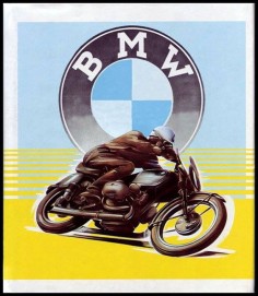 Vintage BMW motorcycle advertising