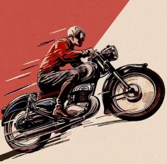 Vintage Motorcycle Drawings | Inazuma café racer: Vintage motorcycle art