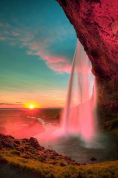 Waterfall Sunset, Seljalandsfoss, Iceland