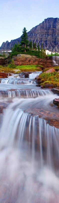 Waterfalls in Glacier National Park, Montana, United States.