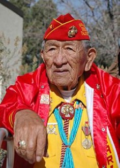 World War II "Windtalker" - Dan Akee an actual Navajo Code Talker of the Diné Nation. He served with the 25th Marine Regiment, 4th Marine Division from 1943-1945 as a Navajo Code Talker.  Sergeant Major Dan Akee also served at Iwo Jima, Saipan and Tinan, Marshall Islands.