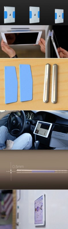 World's thinnest iPad mount for your car, kitchen & anywhere else. Provides the perfect grip. Protects your iPad. Snaps the SmartCover to the back.