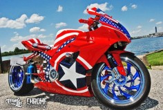 Wounded Warrior Jarrad "Hot Rod" Davenport's a patriotic Captain America themed Suzuki GXS-R 1000 #SC13 #GoUSA