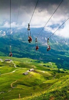 Ziplining in Grindalwald, Switzerland.