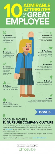 10 Admirable Attributes Of A Great Employee (Infographic)