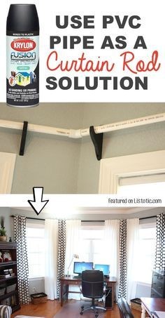 #21. Use PVC pipe to make low-cost curtiain rods! -- 29 Cool Spray Paint Ideas That Will Save You A Ton Of Money