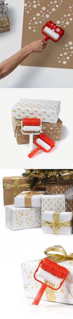 3D Printed Christmas Gift Wrap Paint Rollers by Matthijs Kok