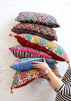 A bunch of Bohemian Moroccan Kilim Pillow, from Baba Souk