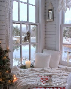 A cozy winter reading nook.