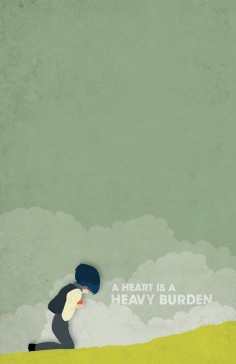 "A heart is a heavy burden." Howl Poster on Behance. Minimalistic poster design inspired by characters and dialog from the novel"Howl's Moving Castle" by Diana Wynne Jones, and the imagery of the anime film of the same name by Hayao Miyazaki. Artist: Casey Webb.