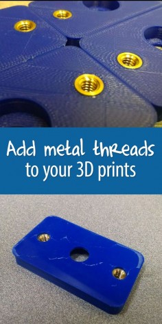 An easy method for adding metal threads to 3D prints that only requires a soldering iron.