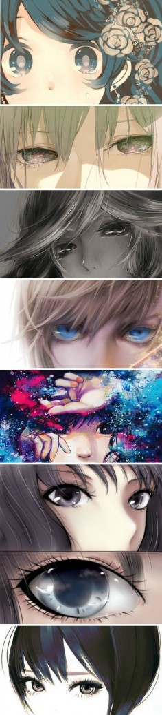 ✮ ANIME ART ✮ anime. . .eyes. . .different art styles. . .pretty. . .kawaii