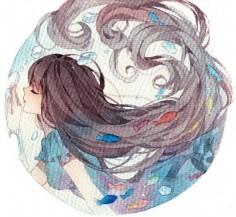 anime Beautiful watercolor wet onto dry radial design.