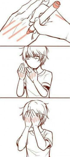 Anime Blush. Lol i love  Imma go to school and do that. And then the next day but a bunch of vertical blue lines XD