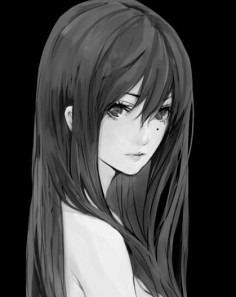 Anime girl black and white