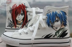 Anime Shoes Fairy Tail Shoes Hand Painted Shoes Paint On Custom Converse Shoes on Etsy, $
